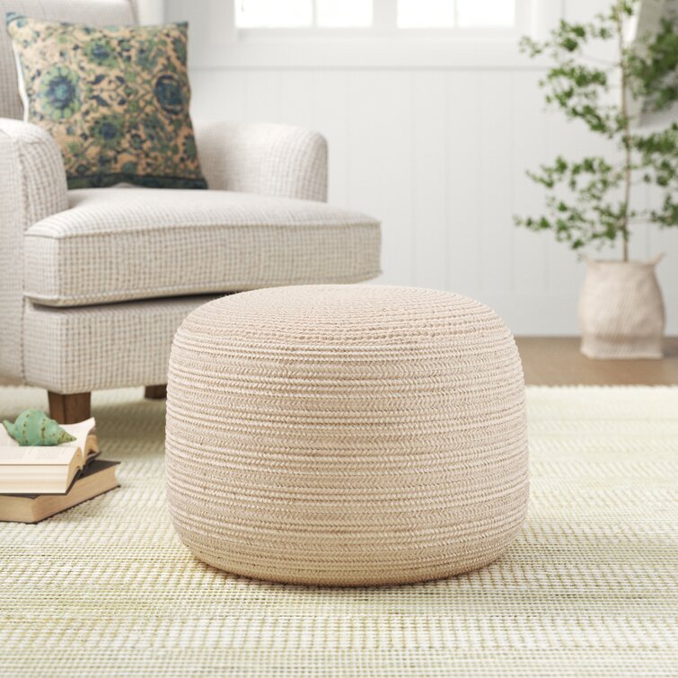 Highland Dunes Catherin Upholstered Beige Pouf & Reviews | Wayfair